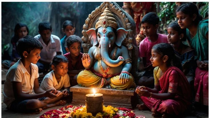 Devotees carrying Ganesha idols for immersion