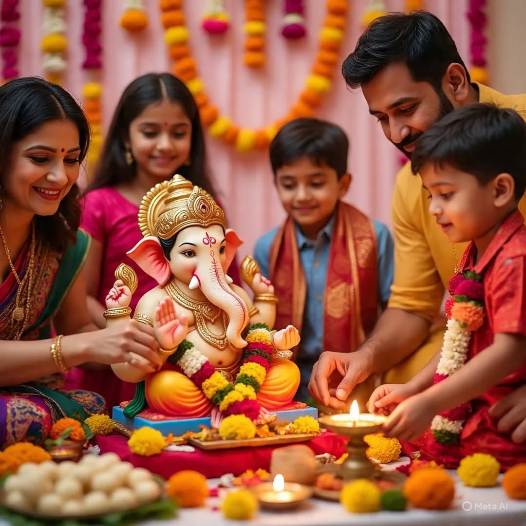 Ganesh idol in a home setting
